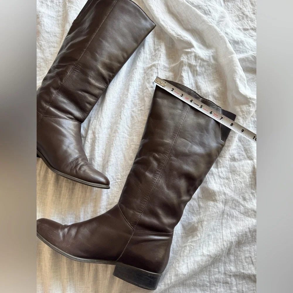 Vintage Brown Leather Riding Boots Size 10 Classic Casual